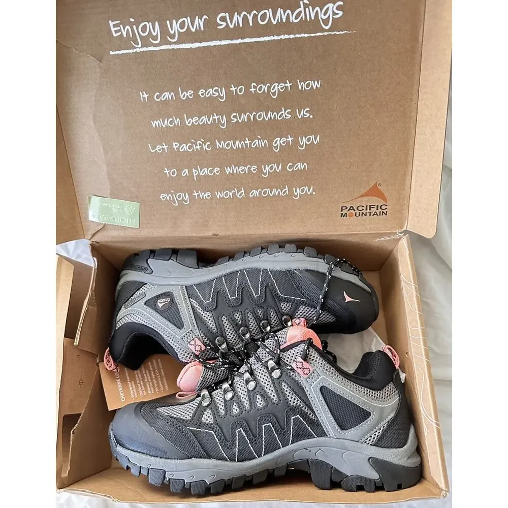 Pacific Mountain women's 7.5 Black & salmon Cheyenne Low Hiking Shoes New in box